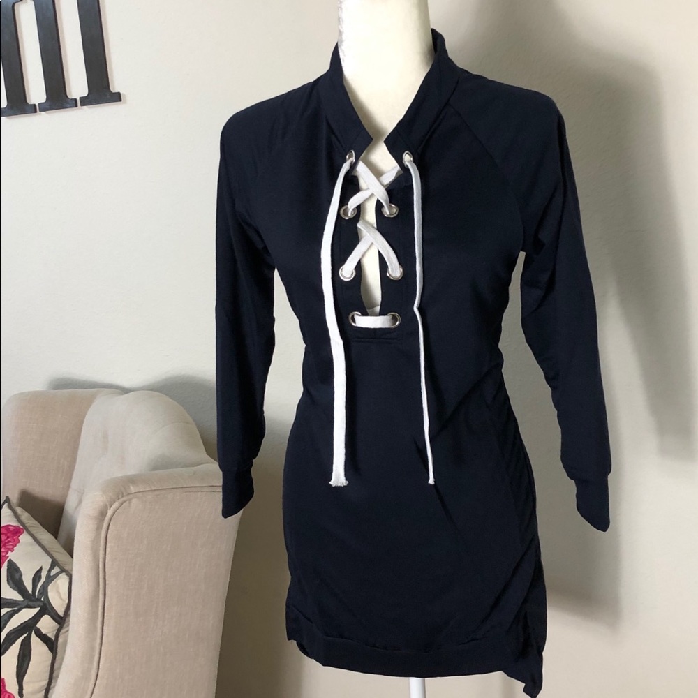 Chunky tie up off the Shoulder mini dress - Picture 2 of 2
